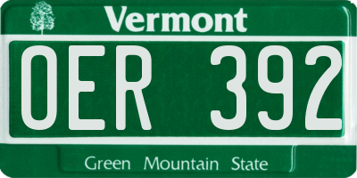 VT license plate OER392