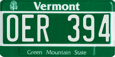 VT license plate OER394