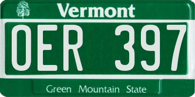 VT license plate OER397