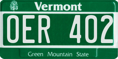 VT license plate OER402