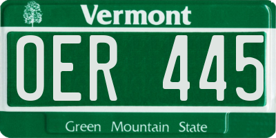 VT license plate OER445