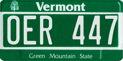 VT license plate OER447