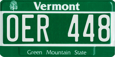 VT license plate OER448