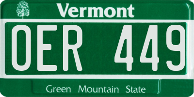 VT license plate OER449