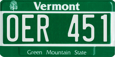 VT license plate OER451