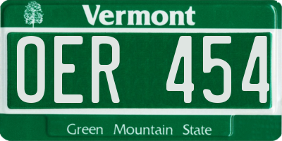 VT license plate OER454