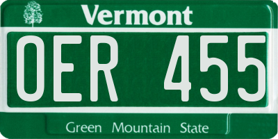 VT license plate OER455