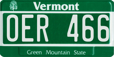 VT license plate OER466