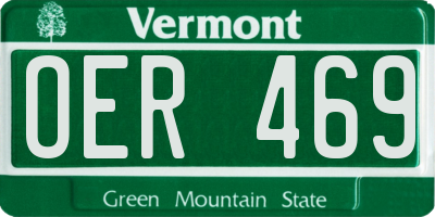VT license plate OER469