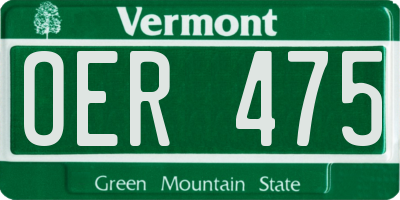 VT license plate OER475