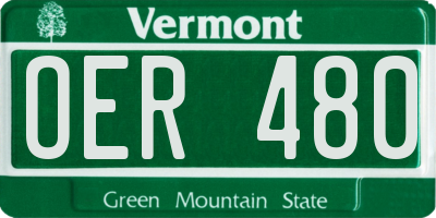 VT license plate OER480