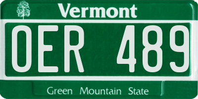 VT license plate OER489