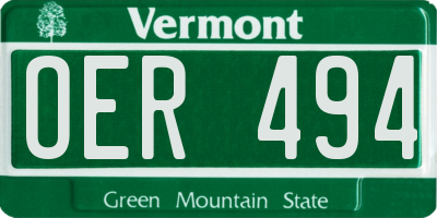 VT license plate OER494