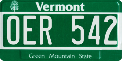 VT license plate OER542