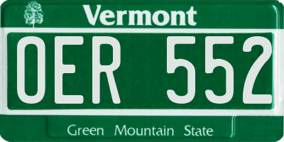 VT license plate OER552