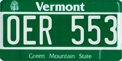 VT license plate OER553