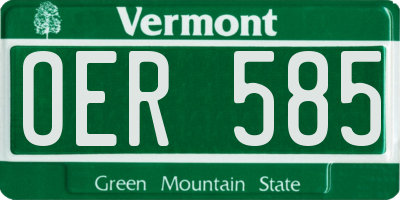 VT license plate OER585