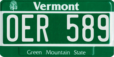 VT license plate OER589