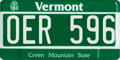 VT license plate OER596