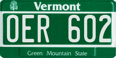 VT license plate OER602