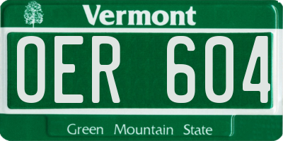 VT license plate OER604