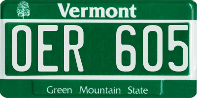 VT license plate OER605