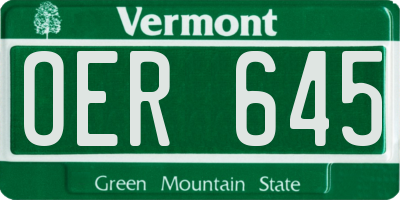 VT license plate OER645