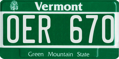 VT license plate OER670