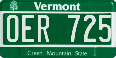 VT license plate OER725