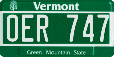 VT license plate OER747