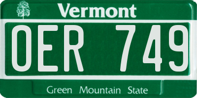 VT license plate OER749