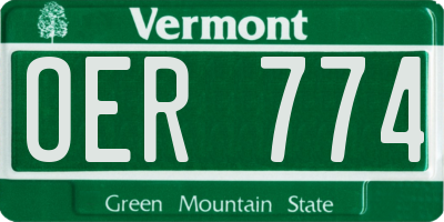 VT license plate OER774
