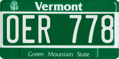VT license plate OER778
