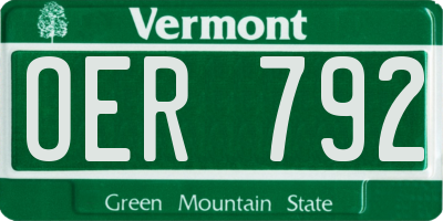 VT license plate OER792