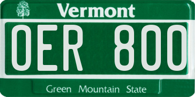 VT license plate OER800