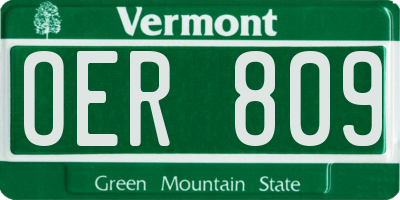 VT license plate OER809