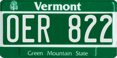 VT license plate OER822
