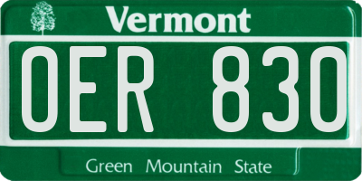 VT license plate OER830