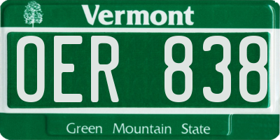 VT license plate OER838
