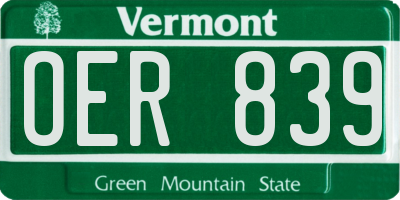 VT license plate OER839