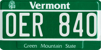 VT license plate OER840