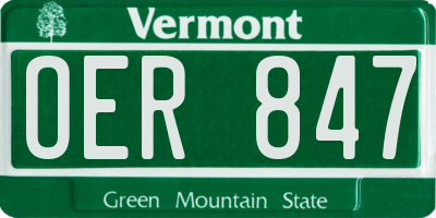 VT license plate OER847