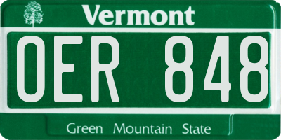 VT license plate OER848