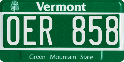 VT license plate OER858