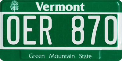 VT license plate OER870