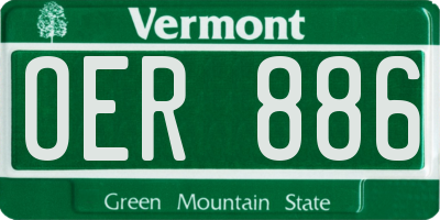 VT license plate OER886