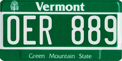 VT license plate OER889
