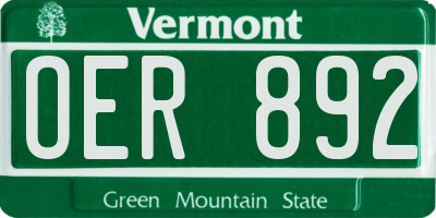 VT license plate OER892