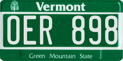 VT license plate OER898