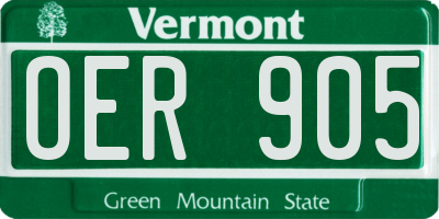 VT license plate OER905